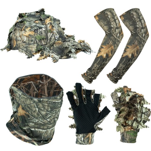 Hunting Mask Set(With leaf hat, gloves, ice silk arm sleeves)